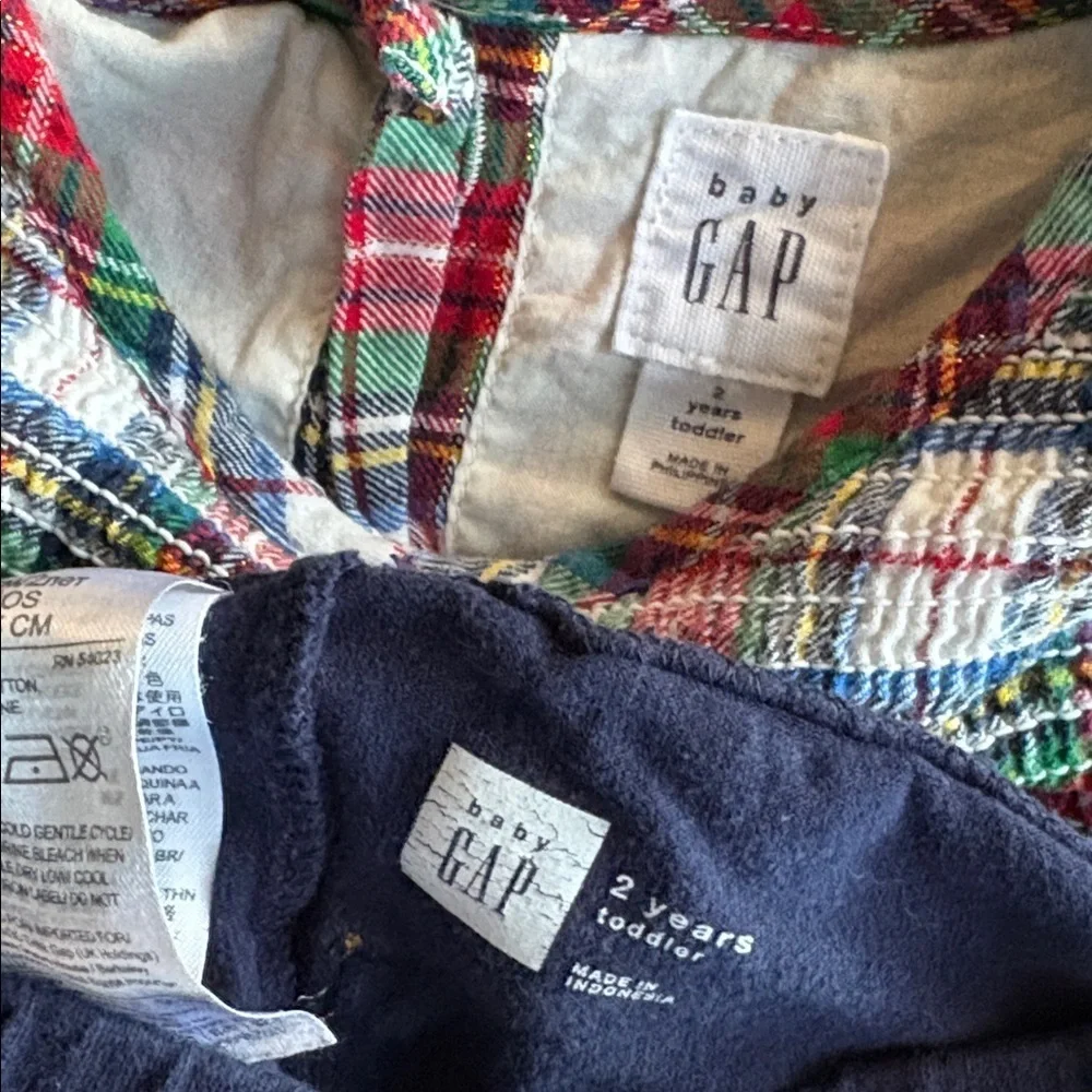 GAP Girls Holiday Plaid Shirt and Leggings Set 2t